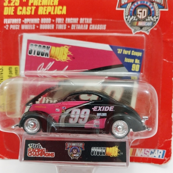Racing Champions Stock Rods #99 Exide '37 Ford Coupe Issue No. 90 on Card #N068 - Picture 2 of 3